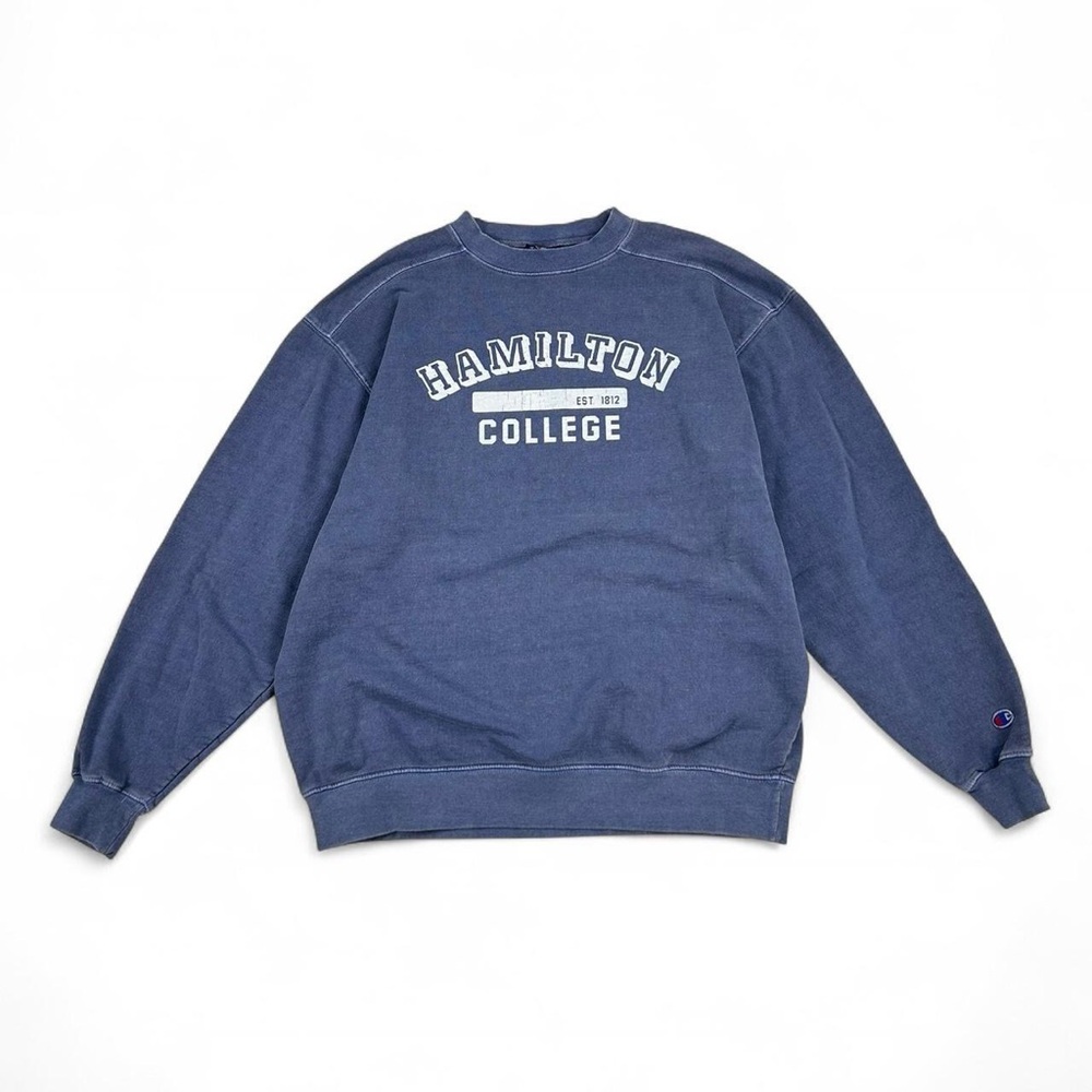 Champion Hamilton College Washed Navy Crewneck Sweatshirt